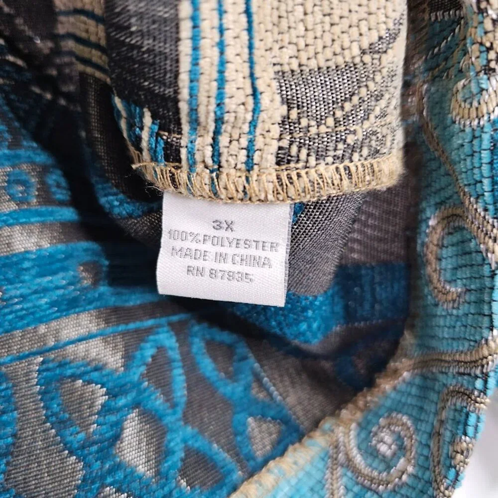 DRESS BARN WOMAN Tapestry Blazer Jacket TEAL BLUE MULTI Plus size 3X Art to Wear - Picture 8 of 8